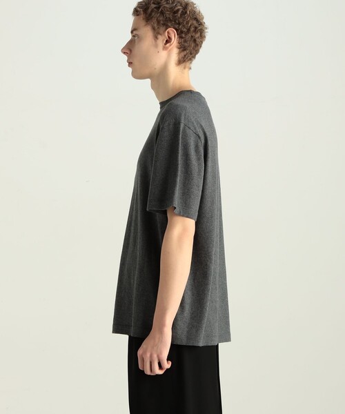 EDITION(エディション)の「コットンカシミヤ ハーフスリーブトップス(Tシャツ/カットソー・メンズ・ブラック/チャコールグレー・L/M/S)」の6枚目の写真