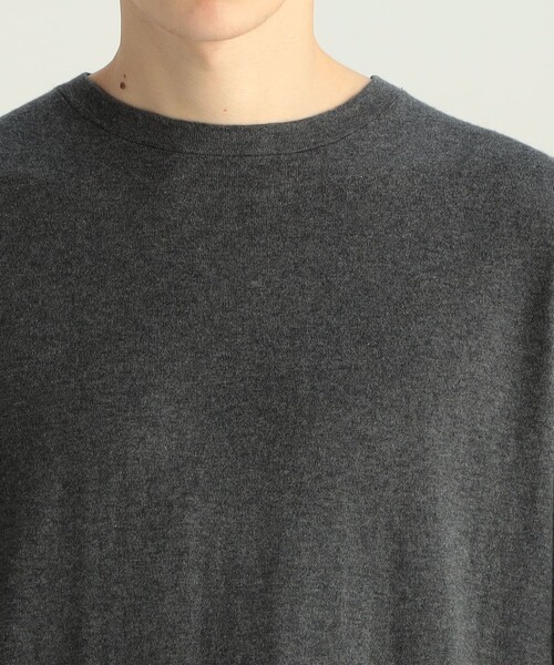 EDITION(エディション)の「コットンカシミヤ ハーフスリーブトップス(Tシャツ/カットソー・メンズ・ブラック/チャコールグレー・L/M/S)」の8枚目の写真