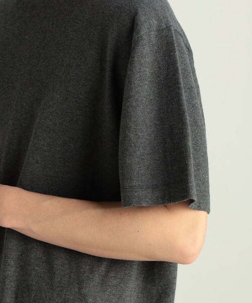 EDITION(エディション)の「コットンカシミヤ ハーフスリーブトップス(Tシャツ/カットソー・メンズ・ブラック/チャコールグレー・L/M/S)」の9枚目の写真