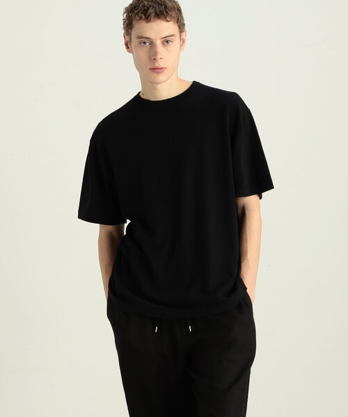 EDITION(エディション)の「コットンカシミヤ ハーフスリーブトップス(Tシャツ/カットソー・メンズ・ブラック/チャコールグレー・L/M/S)」の12枚目の写真