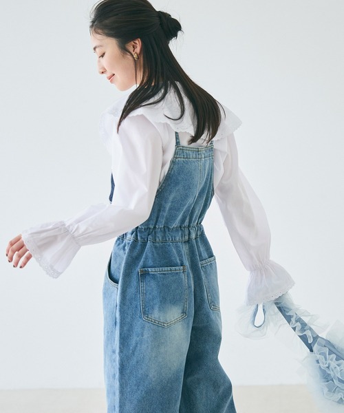 coca（coca）（コカ）の「【WEB限定セール】ビックカラーレース付きギャザーブラウス（シャツ/ブラウス・レディース・ブラック/ホワイト・L/M）」の8枚目の写真