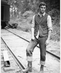 RRL（ダブル アール エル）の「プリント インディゴ フリース ベスト