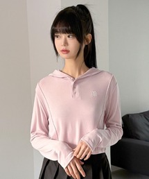 A'GEM/9 × .kom 『muah muah/ムーアムーア』 STITCH LINE CROP HOODIE/ステッチライン クロップパーカー