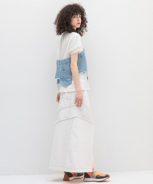 AULA AILA(アウラアイラ)の「デニムレイヤードTシャツ(Tシャツ/カットソー・レディース・ブラック/ライトブルー/インディゴブルー・0)」の16枚目の写真