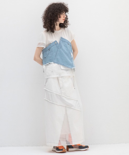 AULA AILA(アウラアイラ)の「デニムレイヤードTシャツ(Tシャツ/カットソー・レディース・ブラック/ライトブルー/インディゴブルー・0)」の17枚目の写真