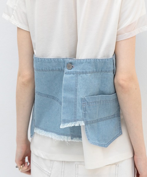 AULA AILA(アウラアイラ)の「デニムレイヤードTシャツ(Tシャツ/カットソー・レディース・ブラック/ライトブルー/インディゴブルー・0)」の10枚目の写真