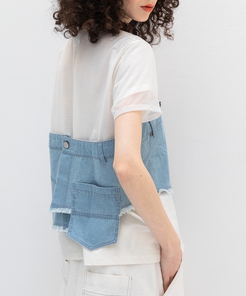 AULA AILA(アウラアイラ)の「デニムレイヤードTシャツ(Tシャツ/カットソー・レディース・ブラック/ライトブルー/インディゴブルー・0)」の11枚目の写真