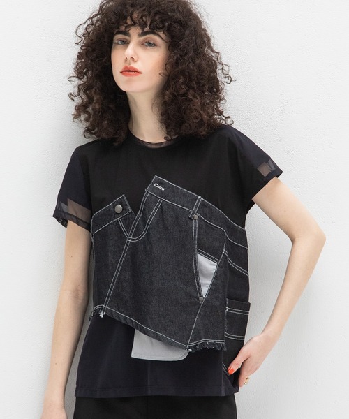 AULA AILA(アウラアイラ)の「デニムレイヤードTシャツ(Tシャツ/カットソー・レディース・ブラック/ライトブルー/インディゴブルー・0)」の21枚目の写真