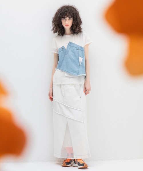 AULA AILA(アウラアイラ)の「デニムレイヤードTシャツ(Tシャツ/カットソー・レディース・ブラック/ライトブルー/インディゴブルー・0)」の5枚目の写真