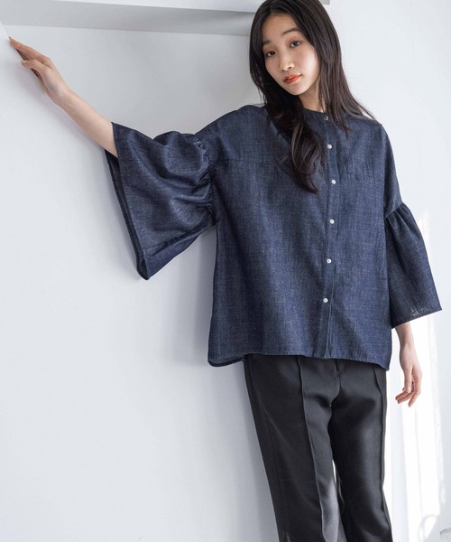 LOWRYS FARM（ローリーズファーム）の「バンドフリル８分袖　 252720（シャツ/ブラウス・レディース・イエロー/ブルー/ブラック/アイボリー・FREE）」の4枚目の写真