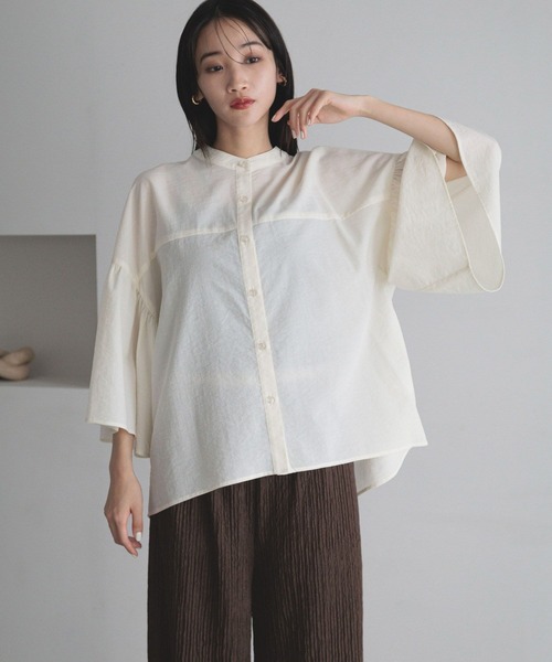 LOWRYS FARM（ローリーズファーム）の「バンドフリル８分袖　 252720（シャツ/ブラウス・レディース・イエロー/ブルー/ブラック/アイボリー・FREE）」の2枚目の写真