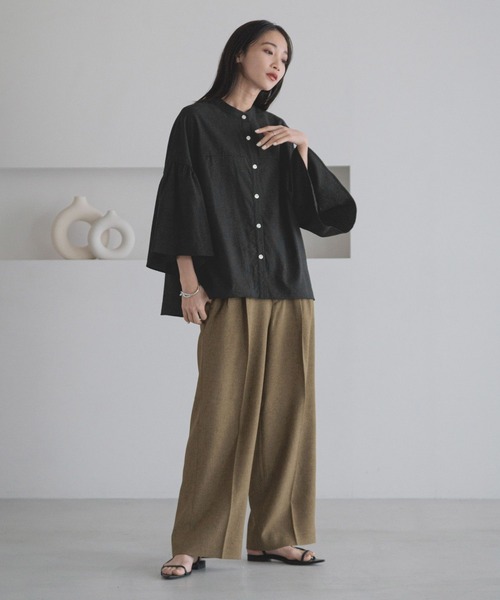 LOWRYS FARM（ローリーズファーム）の「バンドフリル８分袖　 252720（シャツ/ブラウス・レディース・イエロー/ブルー/ブラック/アイボリー・FREE）」の8枚目の写真