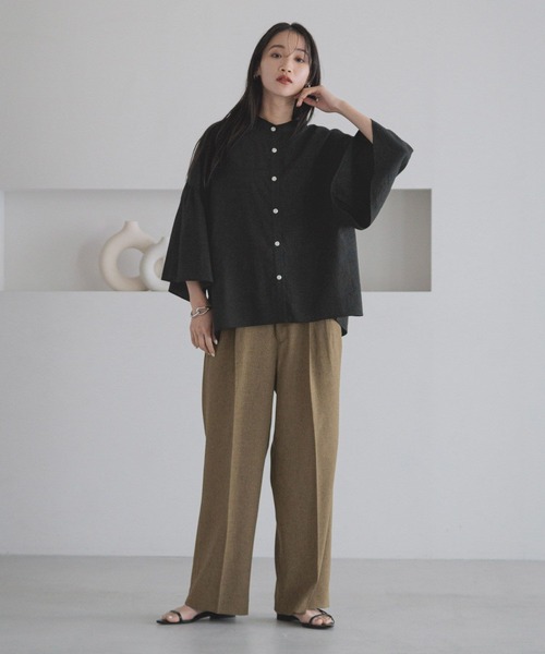 LOWRYS FARM（ローリーズファーム）の「バンドフリル８分袖　 252720（シャツ/ブラウス・レディース・イエロー/ブルー/ブラック/アイボリー・FREE）」の9枚目の写真