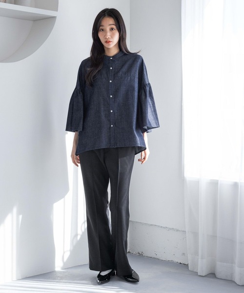 LOWRYS FARM（ローリーズファーム）の「バンドフリル８分袖　 252720（シャツ/ブラウス・レディース・イエロー/ブルー/ブラック/アイボリー・FREE）」の18枚目の写真