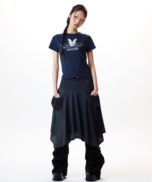 ★LUVISTRUE★IM LAYERED MIDI SKIRT(BLACK)★正規品/直送料込 セール】IM LAYERED MIDI SKIRT(スカート)|LUVISTRUE(ラヴ