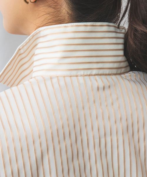 ブラウス シャツ 「NARACAMICIE」ストレッチストライプスタンドカラー七分袖シャツ レディース NARACAMICIE ブラウス シャツ 「NARACAMICIE」ストレッチ