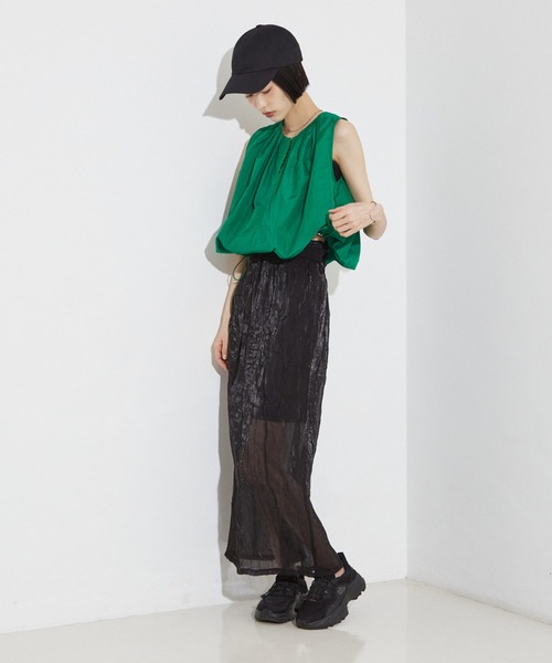NOMINE（ノミネ）の「タック バルーン タンクトップ ブラウス（シャツ/ブラウス・レディース・グリーン/ブラウン/ホワイト/ブラック・フリー）」の9枚目の写真