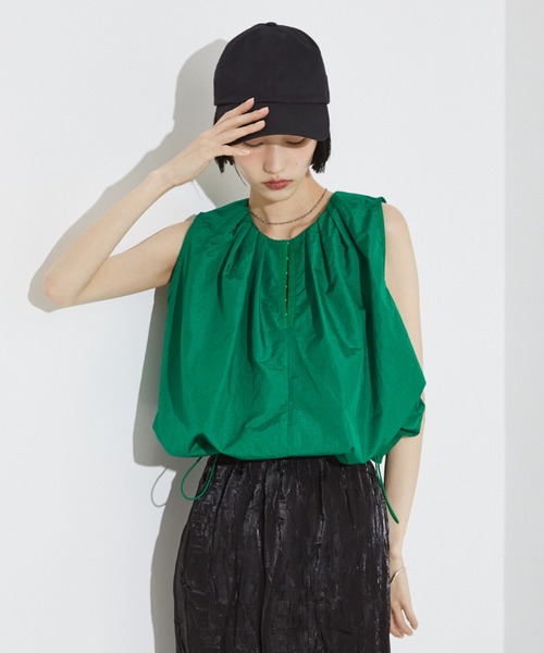 NOMINE（ノミネ）の「タック バルーン タンクトップ ブラウス（シャツ/ブラウス・レディース・グリーン/ブラウン/ホワイト/ブラック・フリー）」の11枚目の写真