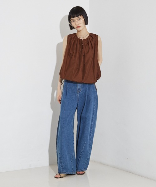 NOMINE（ノミネ）の「タック バルーン タンクトップ ブラウス（シャツ/ブラウス・レディース・グリーン/ブラウン/ホワイト/ブラック・フリー）」の18枚目の写真