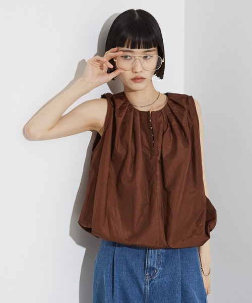 NOMINE（ノミネ）の「タック バルーン タンクトップ ブラウス（シャツ/ブラウス・レディース・グリーン/ブラウン/ホワイト/ブラック・フリー）」の19枚目の写真