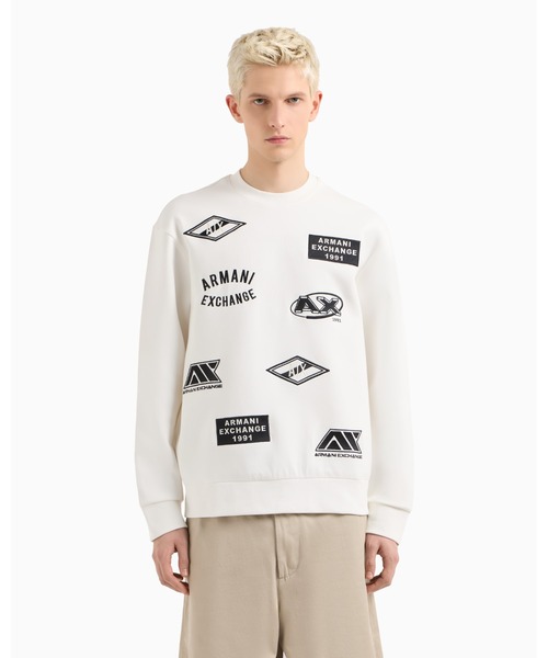 ARMANI EXCHANGE(アルマーニエクスチェンジ)の「【A|X アルマーニ エクスチェンジ】ロゴパッチ クルーネックスウェットプルオーバー(スウェット・メンズ・ホワイト/ブラック・LARGE/MEDIUM/SMALL/X-LARGE/X-SMALL/XX-LARGE)」の6枚目の写真