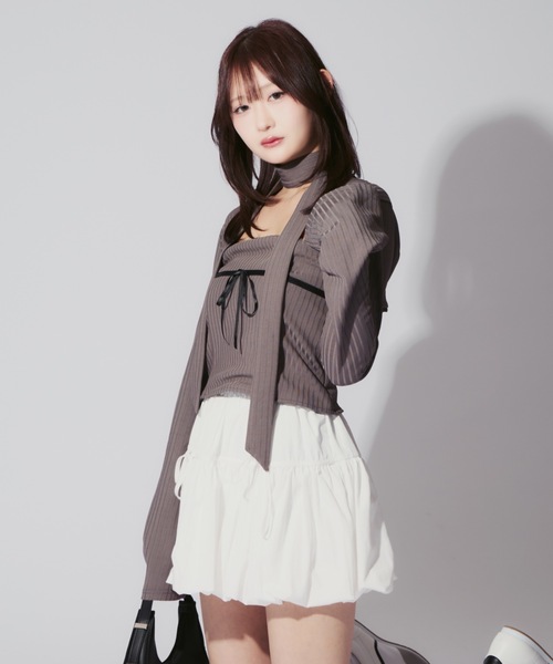 セール】Feminine Ribbon Knit Camisole Ensemble / フェミニン