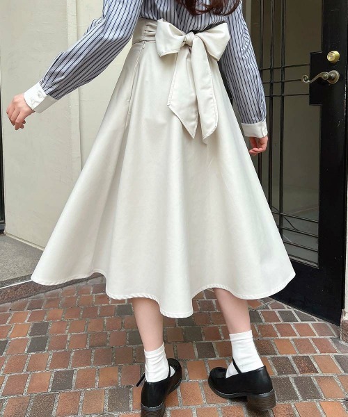 F i.n.t（フィント）の「【2サイズ展開】コルセットベルト2wayフレアースカート（スカート・レディース・ライトグリーン/ネイビー/アイボリー/ピンク/ブルー・1/2）」の2枚目の写真