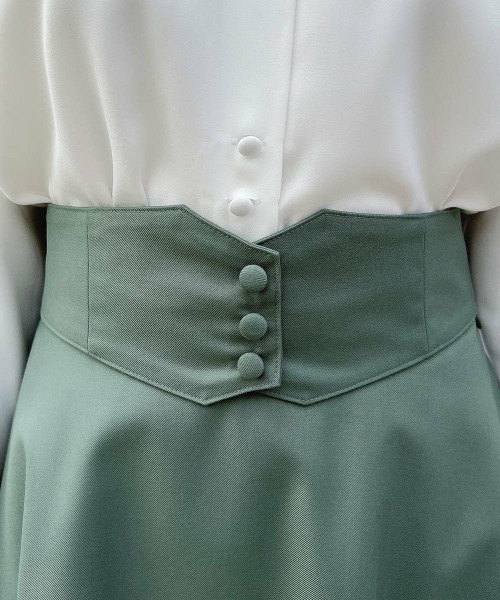 F i.n.t（フィント）の「【2サイズ展開】コルセットベルト2wayフレアースカート（スカート・レディース・ライトグリーン/ネイビー/アイボリー/ピンク/ブルー・1/2）」の8枚目の写真