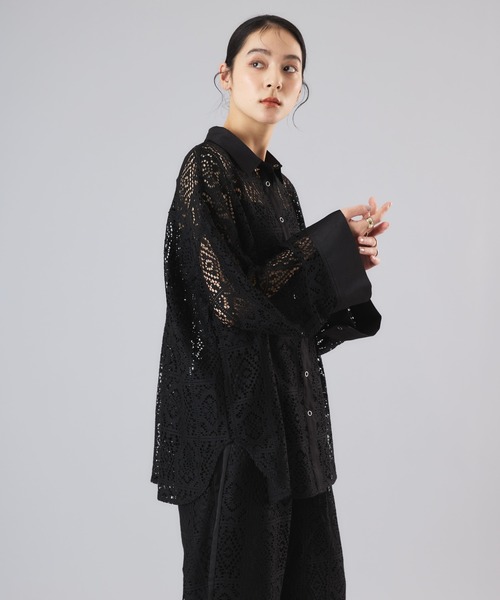 Muscat(マスカット)の「クラシカルレース配色カラーシャツ(シャツ/ブラウス・レディース・クリーム/ブラック・F)」の19枚目の写真