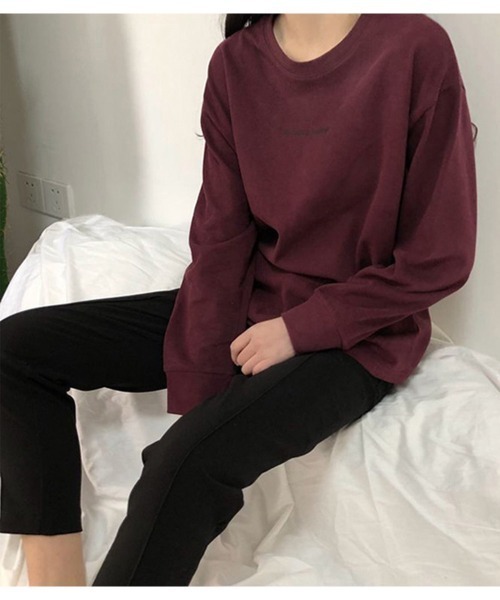 maison de LATIR（メゾンドラティール）の「着回し抜群なシンプルレターロゴロンT 合わせやすい春コーデトップス（Tシャツ/カットソー・レディース・ブラック/ブラック系その他/ホワイト系その他2/ホワイト/ブラウン/ホワイト系その他・M/L/XL）」の9枚目の写真