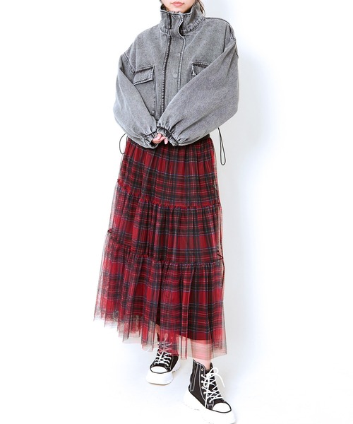 GORGE(ゴージ)の「《柄チュール×ティアード》レディース ロングスカート 透け感レイヤード 春夏秋冬(スカート・レディース・ブルー/レッド/ブラウン/ブラック/その他1・F)」の7枚目の写真