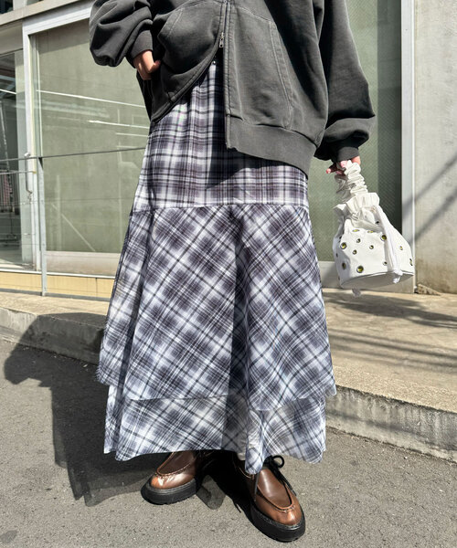セール】【WEB限定】チェックチュールマーメイドスカート
