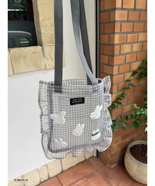 Miffy（ ミッフィー）の「miffy ギンガムメッシュトート（トートバッグ・レディース・グリーン/ブラック/ブルー/ベージュ・FREE）」の2枚目の写真