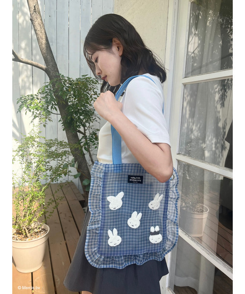 Miffy（ ミッフィー）の「miffy ギンガムメッシュトート（トートバッグ・レディース・グリーン/ブラック/ブルー/ベージュ・FREE）」の10枚目の写真