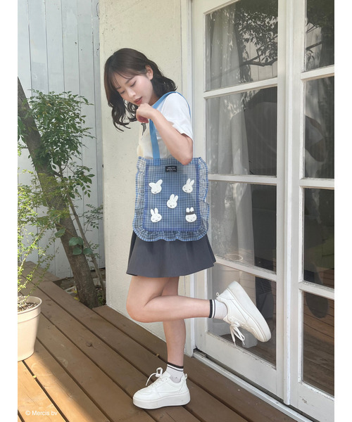 Miffy（ ミッフィー）の「miffy ギンガムメッシュトート（トートバッグ・レディース・グリーン/ブラック/ブルー/ベージュ・FREE）」の11枚目の写真