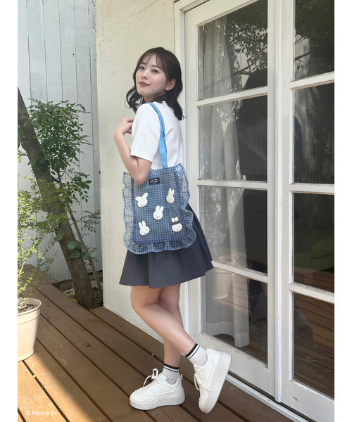 Miffy（ ミッフィー）の「miffy ギンガムメッシュトート（トートバッグ・レディース・グリーン/ブラック/ブルー/ベージュ・FREE）」の12枚目の写真