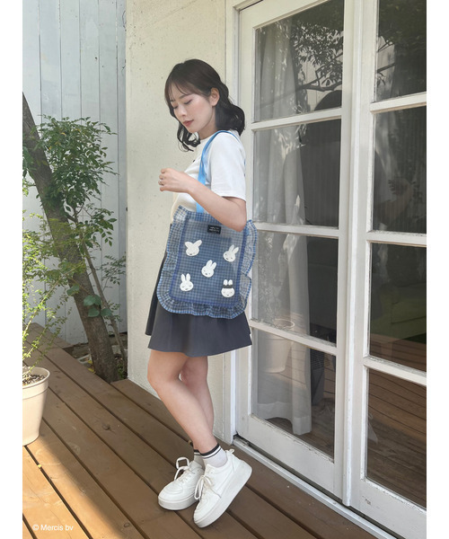 Miffy（ ミッフィー）の「miffy ギンガムメッシュトート（トートバッグ・レディース・グリーン/ブラック/ブルー/ベージュ・FREE）」の13枚目の写真