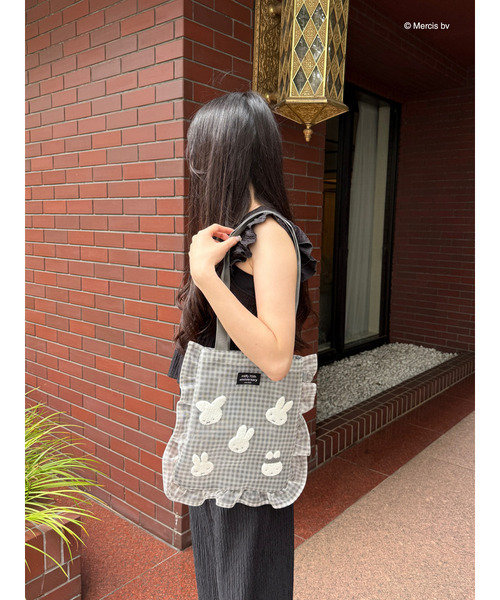 Miffy（ ミッフィー）の「miffy ギンガムメッシュトート（トートバッグ・レディース・グリーン/ブラック/ブルー/ベージュ・FREE）」の14枚目の写真