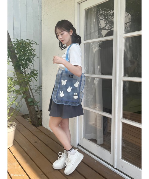 MIIA x miffy ギムガムメッシュトート　黒 miffy ギンガムメッシュトート（トートバッグ）｜MIIA（ミーア