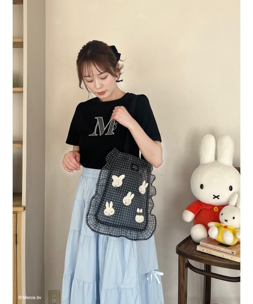 MIIA x miffy ギムガムメッシュトート　黒 miffy ギンガムメッシュトート（トートバッグ）｜MIIA（ミーア
