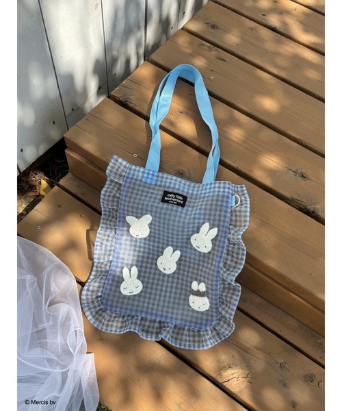 MIIA x miffy ギムガムメッシュトート　黒 miffy ギンガムメッシュトート｜トートバッグ｜バッグ｜MIIA