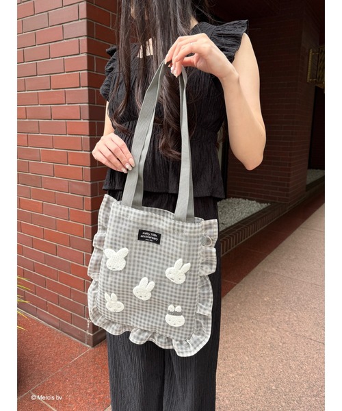 MIIA x miffy ギムガムメッシュトート　黒 miffy ギンガムメッシュトート（トートバッグ）｜MIIA（ミーア