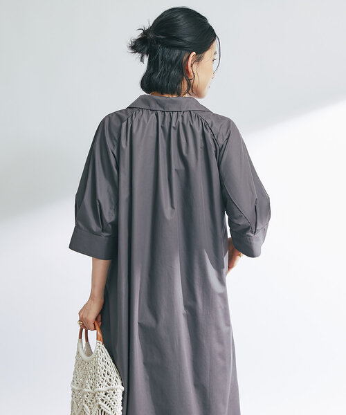 un dix cors（アンディコール）の「《新色追加》スキッパーシャツワンピース（シャツワンピース・レディース・チャコールグレー/ブルー/イエロー・FREE）」の6枚目の写真