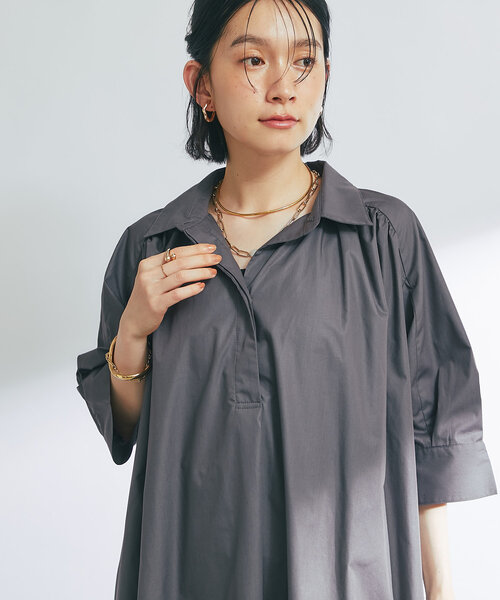 un dix cors（アンディコール）の「《新色追加》スキッパーシャツワンピース（シャツワンピース・レディース・チャコールグレー/ブルー/イエロー・FREE）」の7枚目の写真