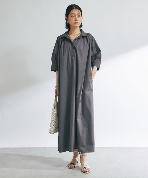 un dix cors（アンディコール）の「《新色追加》スキッパーシャツワンピース（シャツワンピース・レディース・チャコールグレー/ブルー/イエロー・FREE）」の8枚目の写真