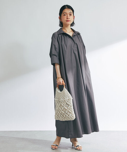 un dix cors（アンディコール）の「《新色追加》スキッパーシャツワンピース（シャツワンピース・レディース・チャコールグレー/ブルー/イエロー・FREE）」の9枚目の写真