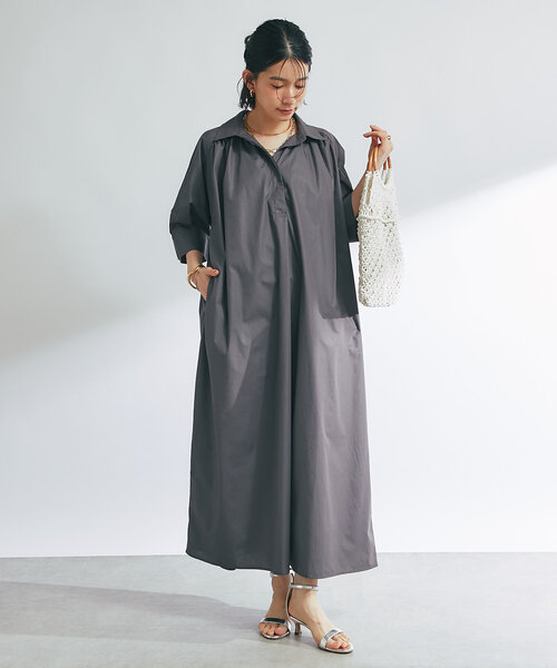 un dix cors（アンディコール）の「《新色追加》スキッパーシャツワンピース（シャツワンピース・レディース・チャコールグレー/ブルー/イエロー・FREE）」の12枚目の写真