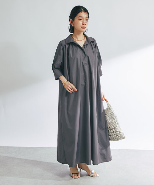 un dix cors（アンディコール）の「《新色追加》スキッパーシャツワンピース（シャツワンピース・レディース・チャコールグレー/ブルー/イエロー・FREE）」の13枚目の写真