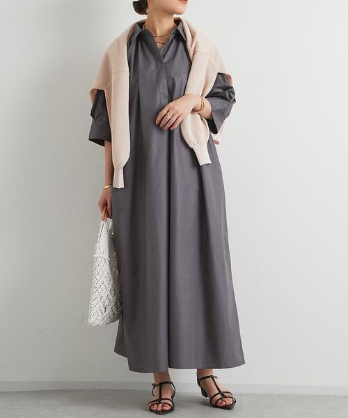 un dix cors（アンディコール）の「《新色追加》スキッパーシャツワンピース（シャツワンピース・レディース・チャコールグレー/ブルー/イエロー・FREE）」の14枚目の写真