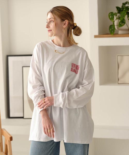 Mia   （ミア）の「バックプリントテキストPT・Tシャツ（Tシャツ/カットソー・レディース・オフホワイト/杢グレー・FREE）」の11枚目の写真